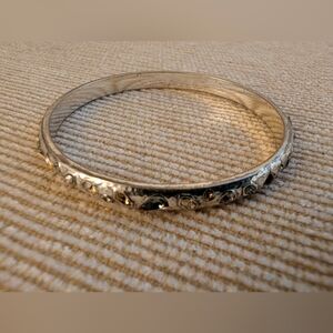 Brighton BEJEWELED NEUTRAL TONE CRYSTALS Silver Plated Bangle Bracelet